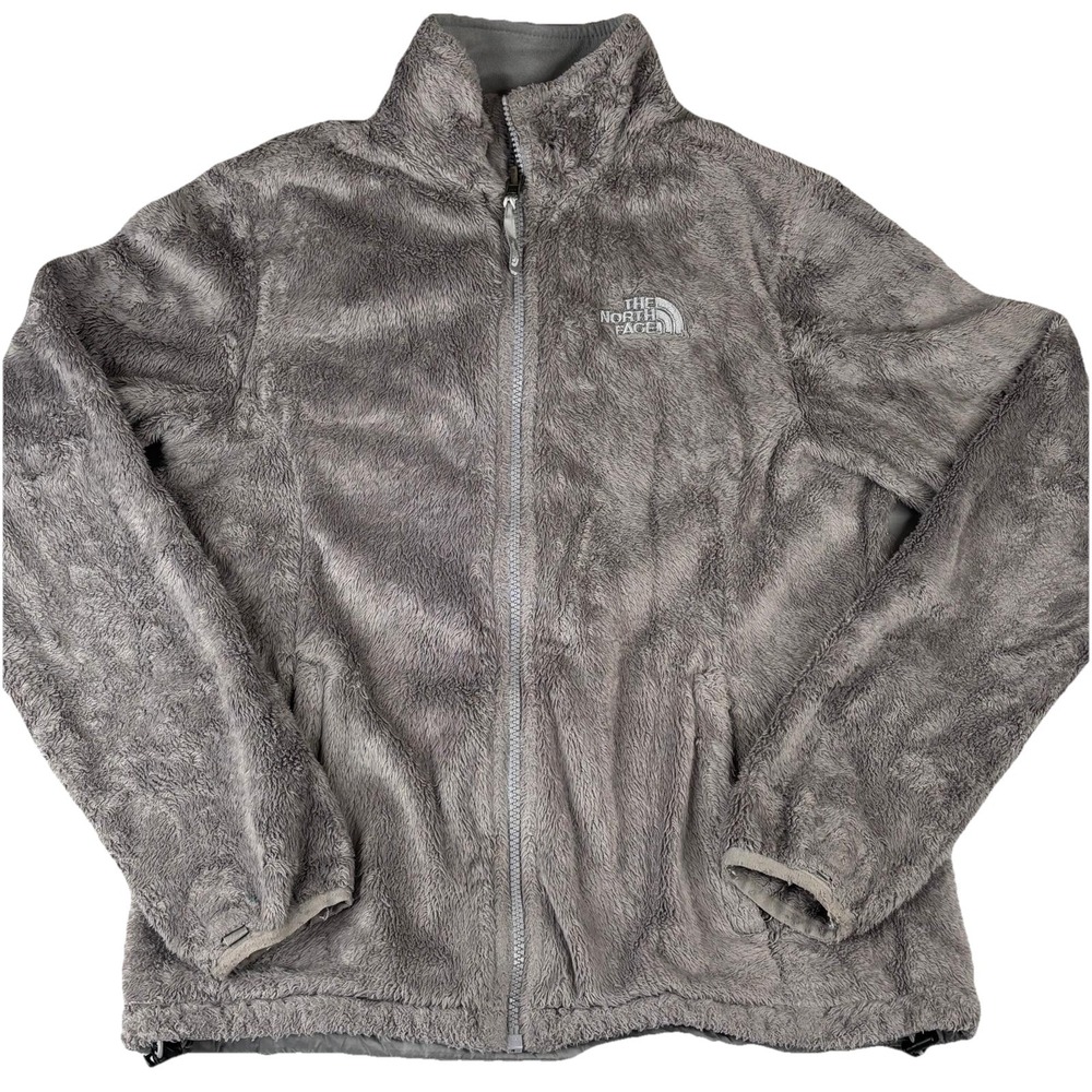 The North Face Women Gray Fuzzy Fleece Jacket Full Zip Small